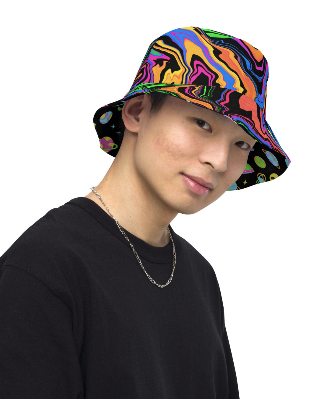 Space Rave & Dark Swirls Reversible Bucket Hat