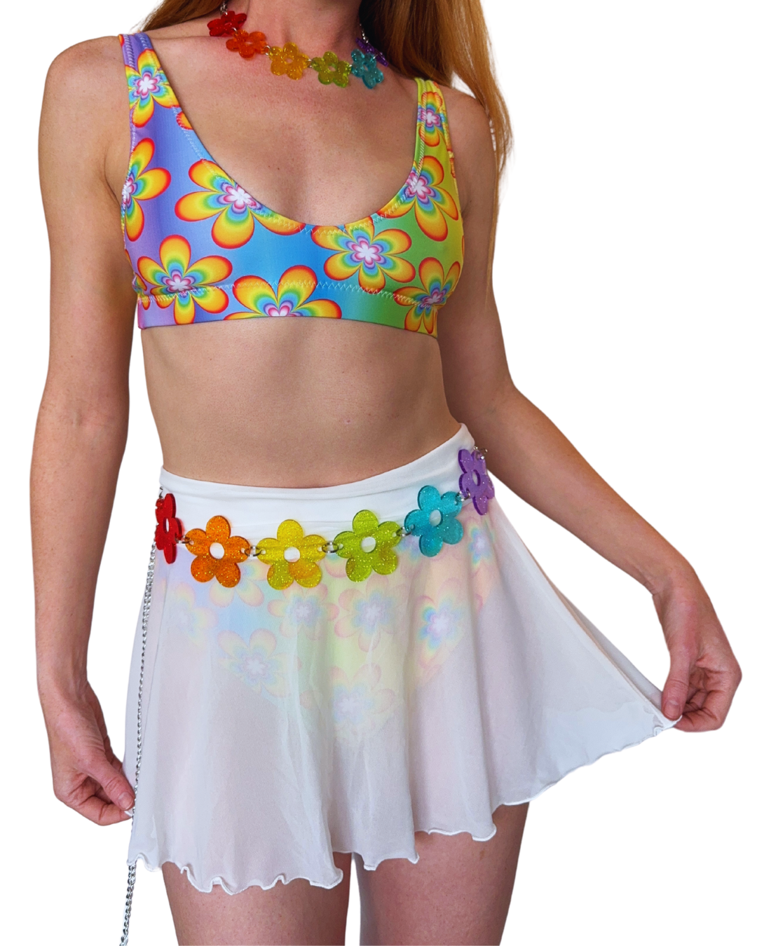 Rainbow Glitter Daisy Belt