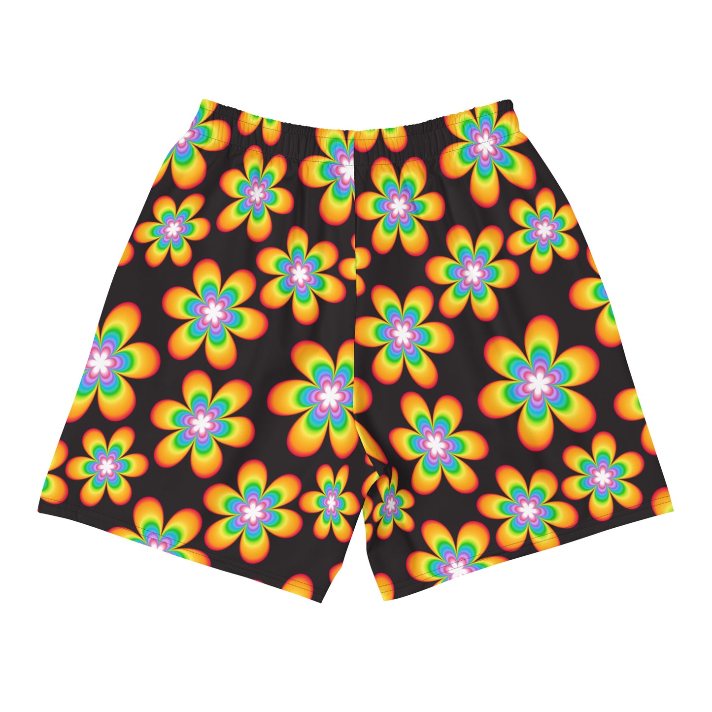Rainbow Bloom Black Men's Athletic Shorts