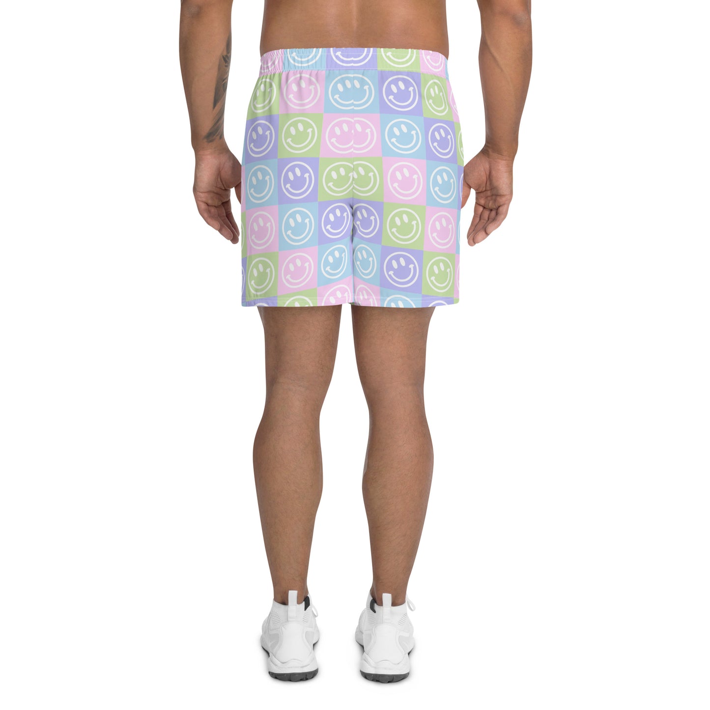 Pastel Checker Smile Men's Athletic Shorts