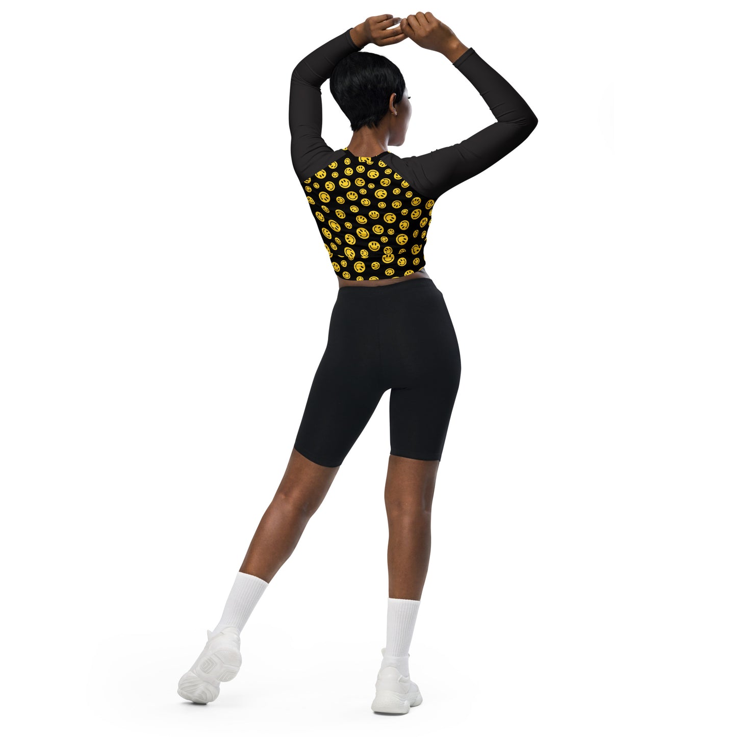 Yellow Smile Long-Sleeve Crop Top