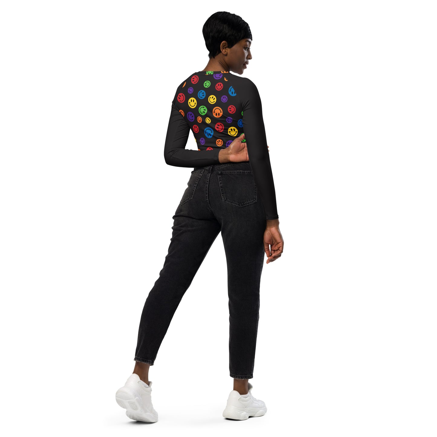 Rainbow Smiles Long-Sleeve Crop Top