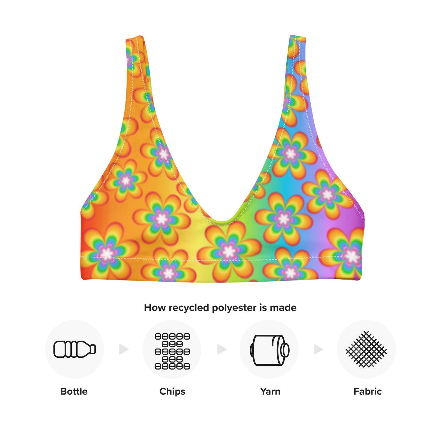 Rainbow Bloom Bikini Top