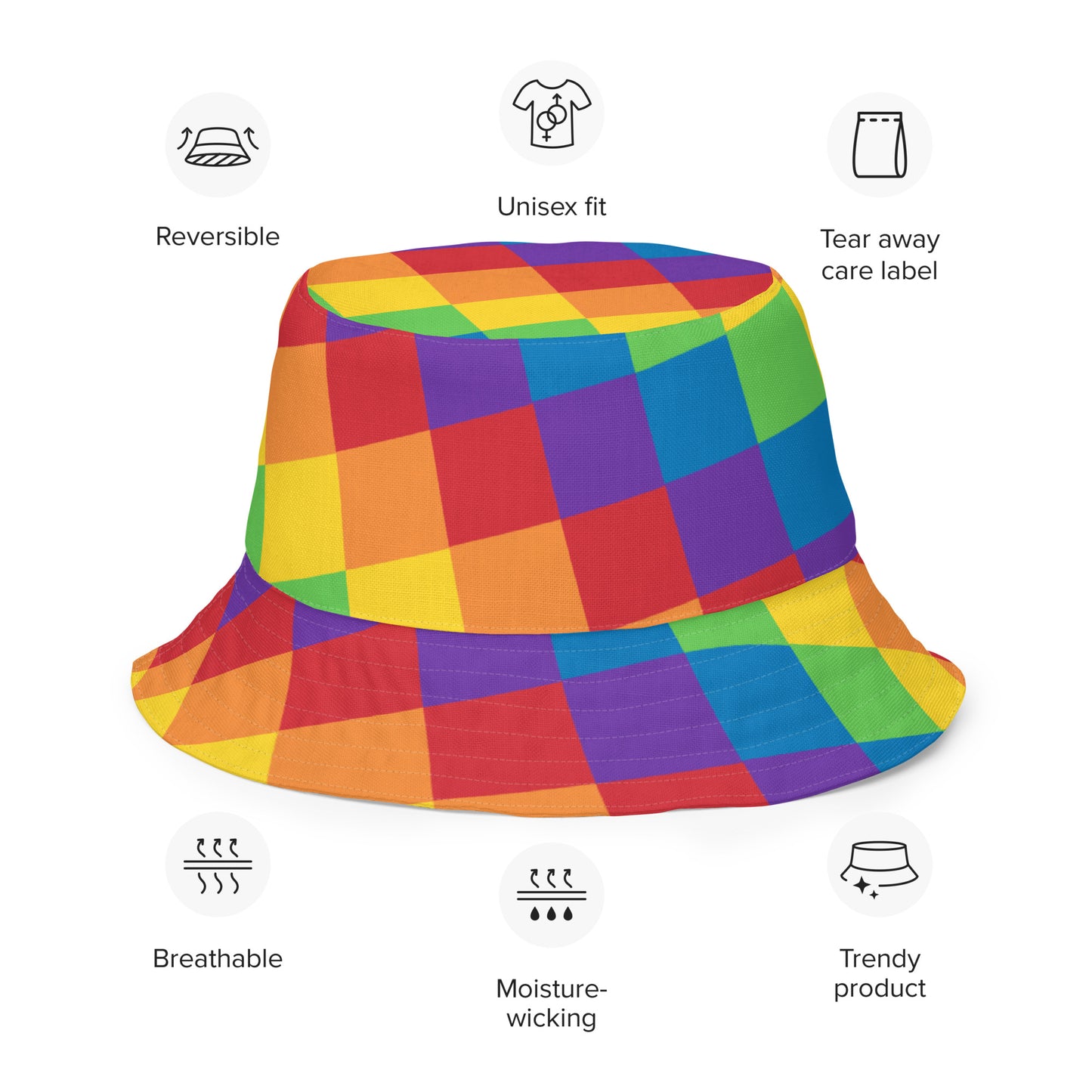 Rainbow Smiles Reversible Bucket Hat