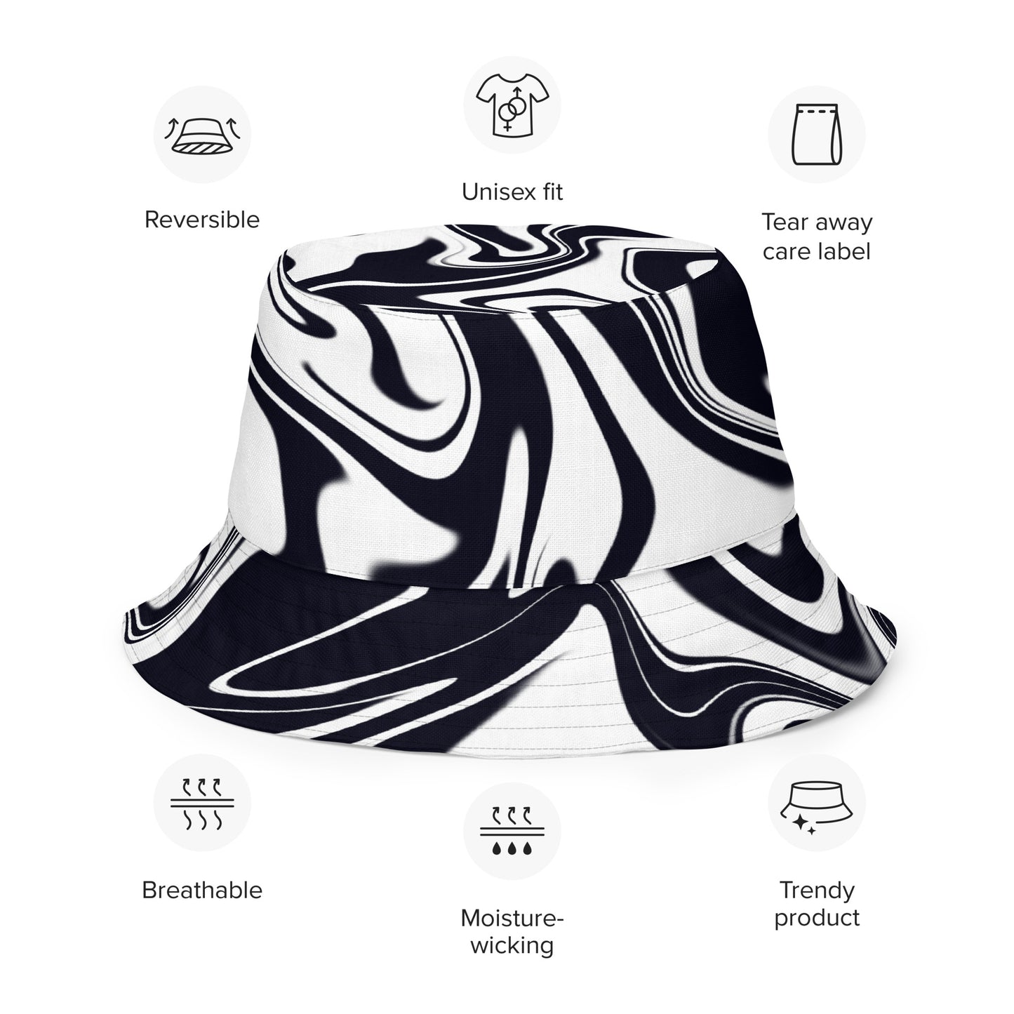 Green Swirl/ B&W Reversible Bucket Hat