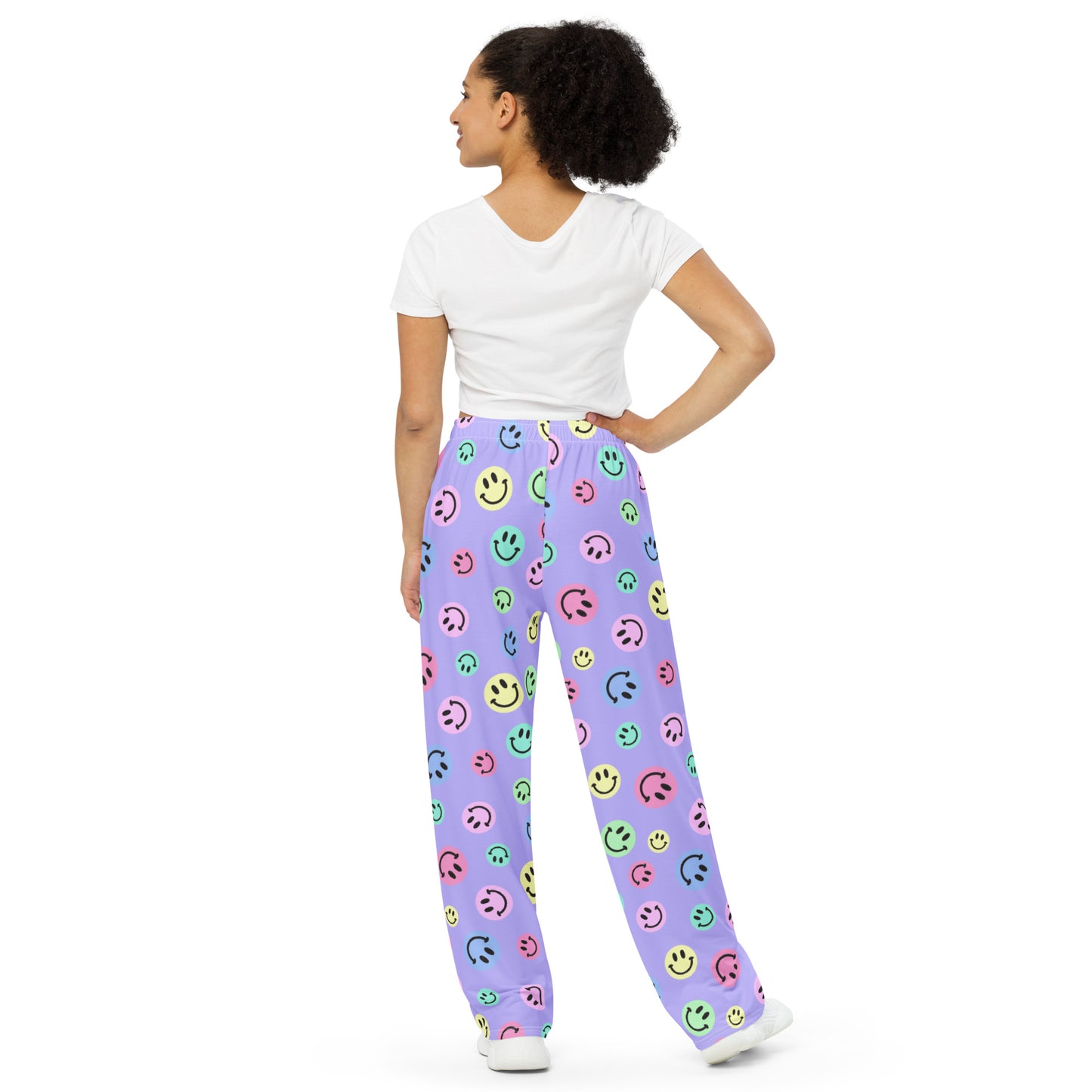 Purple Smiles Pastel Unisex Wide-Leg Pants