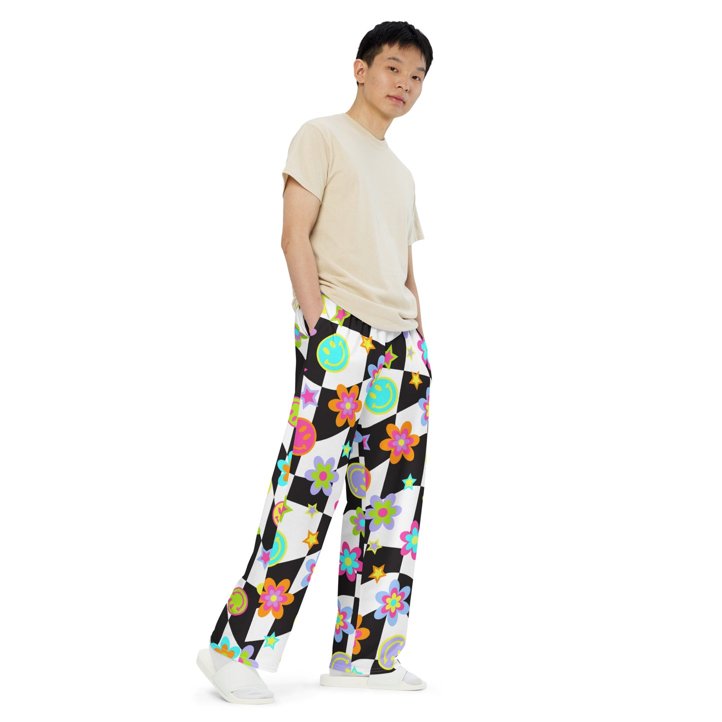 Groovy Checker Unisex Wide-Leg Pants