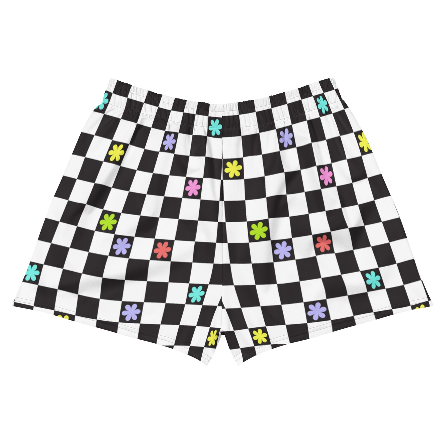 Checkered Flowers Women’s Athletic Shorts