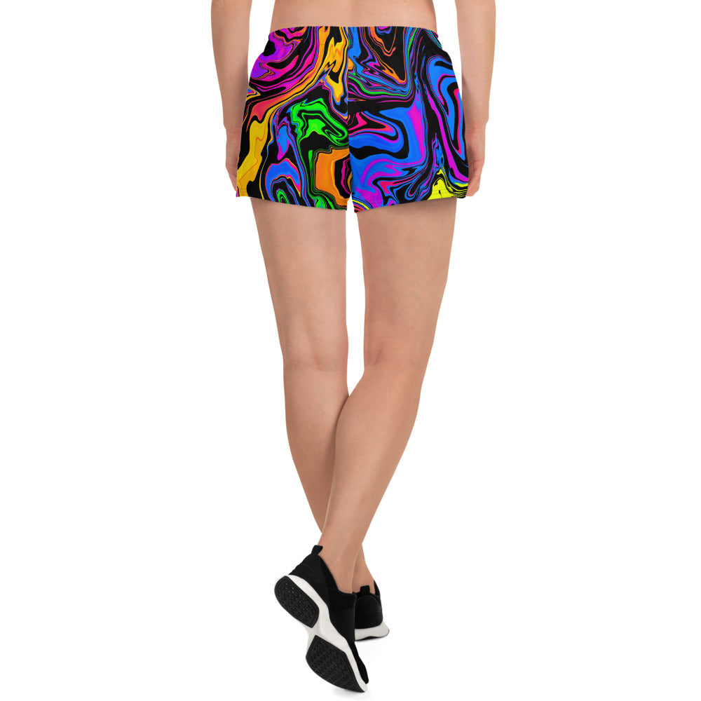 Dark Rainbow Swirl Women’s Athletic Shorts