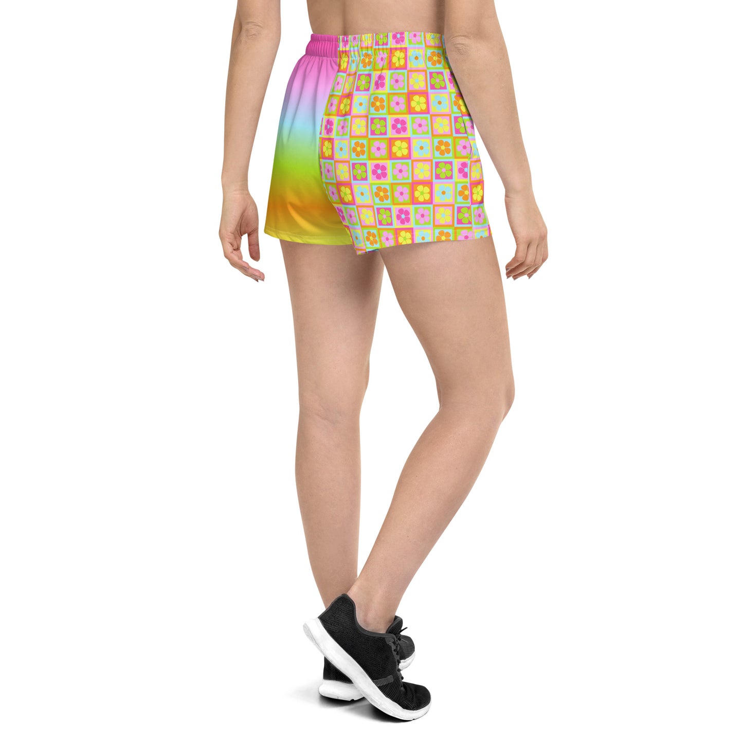 Full Bloom Rainbow Tie Dye Women’s Athletic Shorts