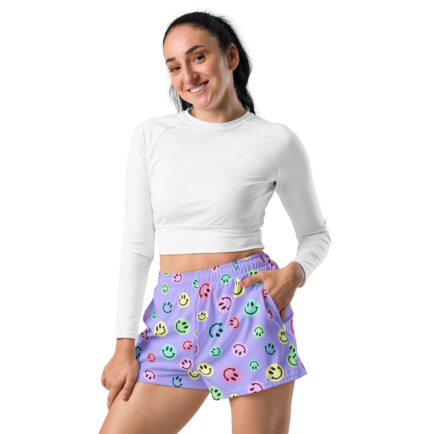 Purple Smile Pastel Women’s Athletic Shorts