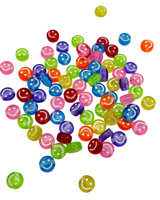 Rainbow Transparent Smiley Face Beads