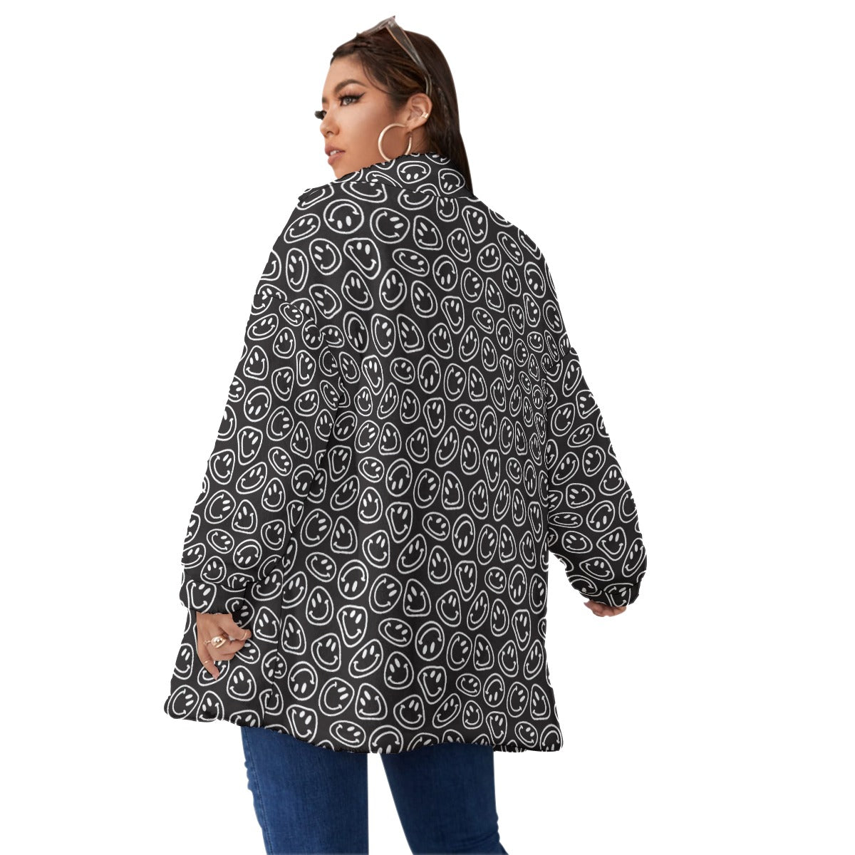 B&W Smiles Fleece Coat With Zipper (Plus Size)