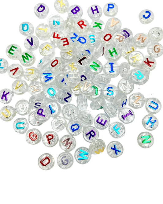 Transparent Glitter Letter Beads