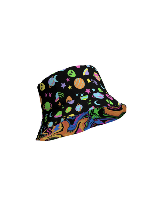 Space Rave & Dark Swirls Reversible Bucket Hat