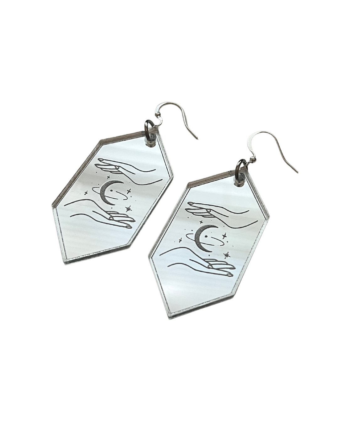 Cosmic Earrings Silver Mirror