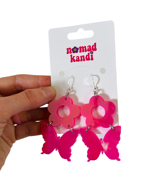 Flutter Queen Pink Prism Earrings