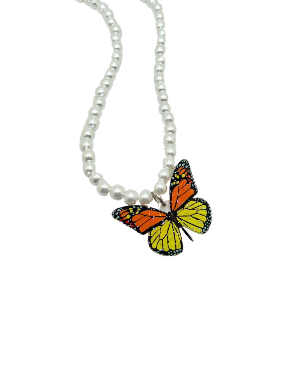 Butterfly Pearl Charm Necklace