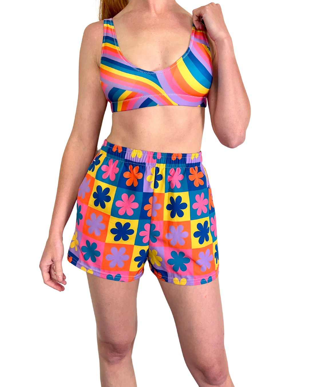 Retro Daisy Women’s Athletic Shorts