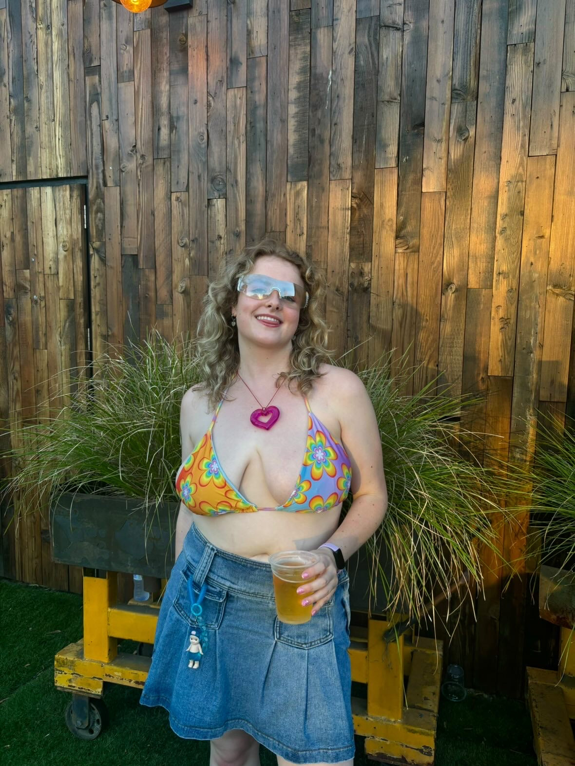 Rainbow Bloom String Bikini Top