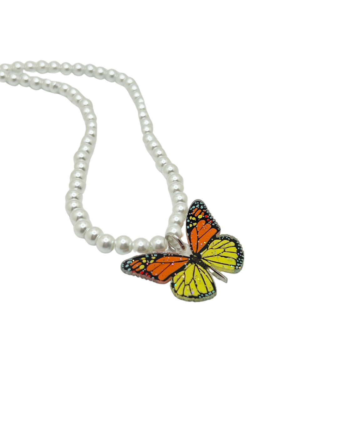 Butterfly Pearl Charm Necklace