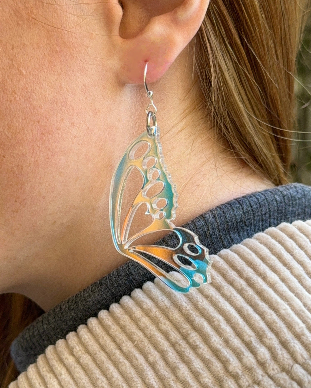 Butterfly Wing Iridescent Earrings