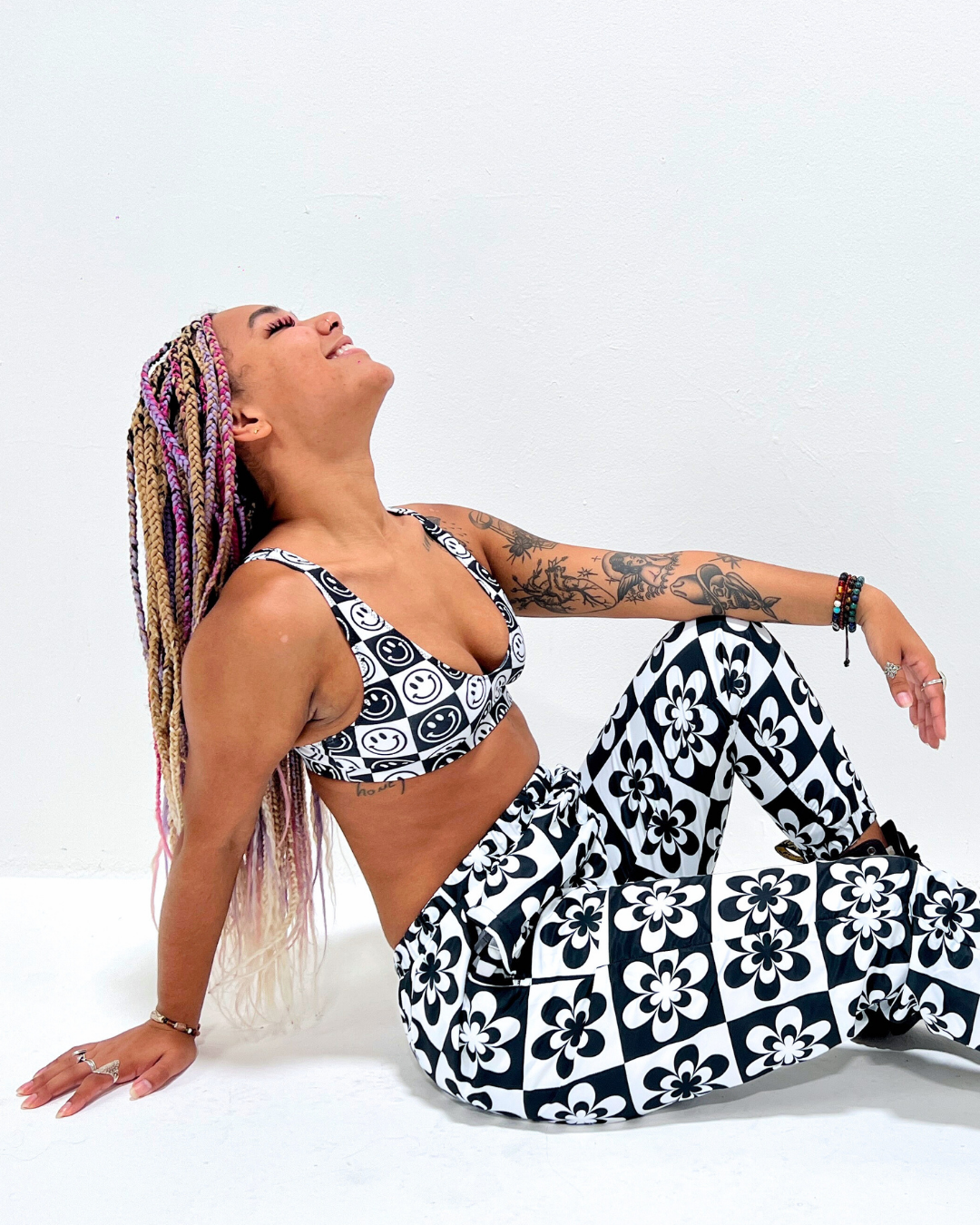 B&W Checker Daisy Joggers