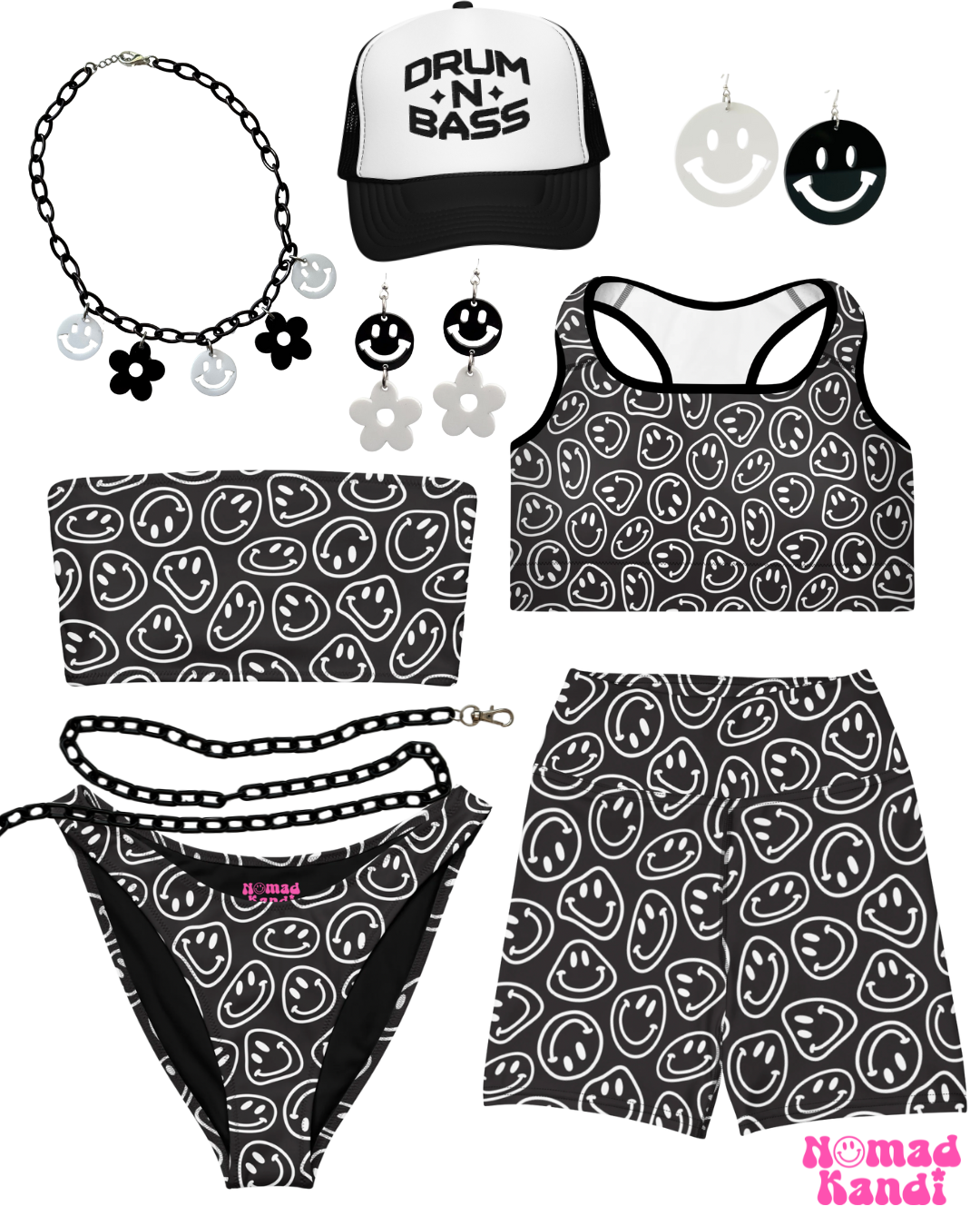 B&W Smiles Bandeau Bikini Top