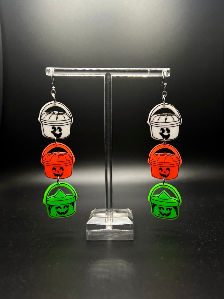 Trick or Treat Halloween Bucket Earrings