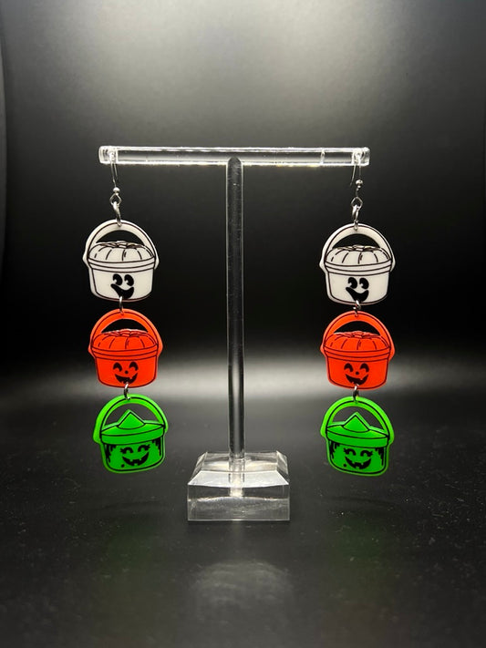 Trick or Treat Halloween Bucket Earrings