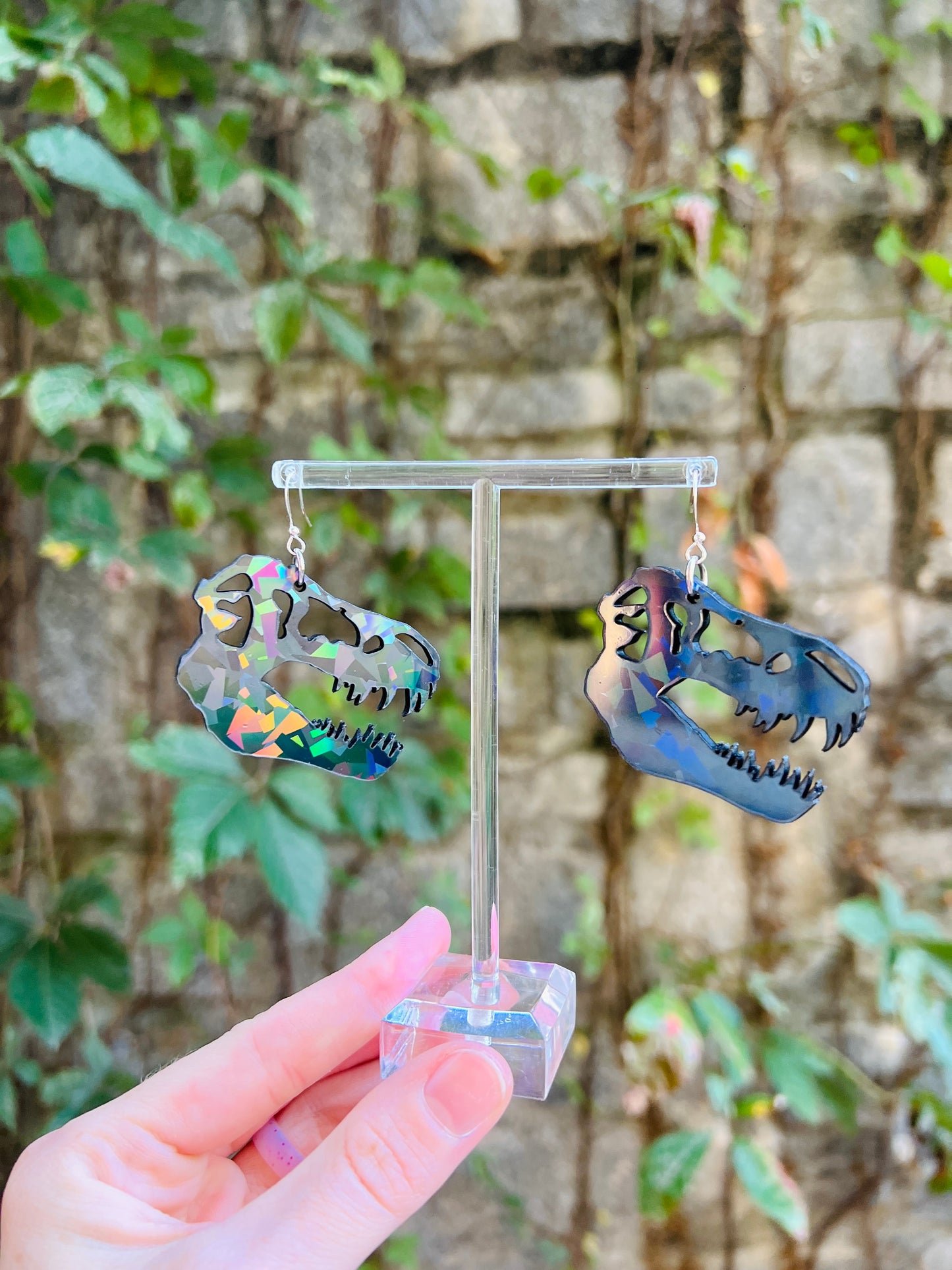 Rainbow Shatter Dino Earrings