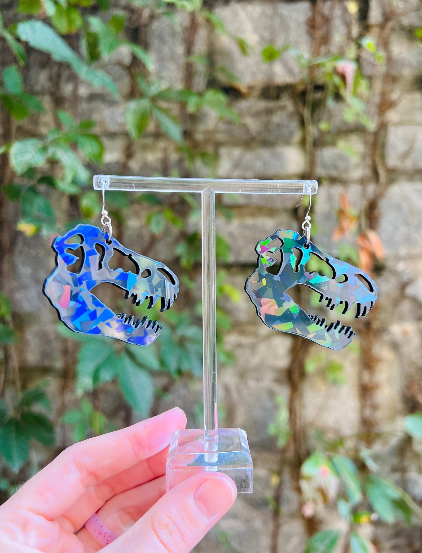 Rainbow Shatter Dino Earrings