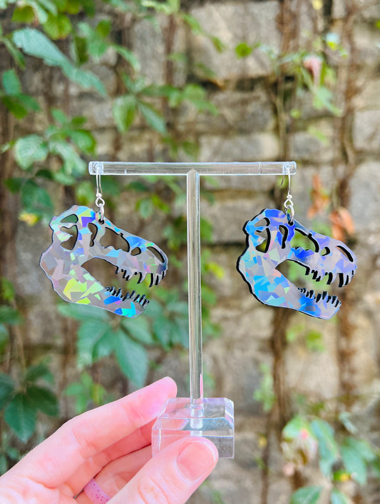 Rainbow Shatter Dino Earrings