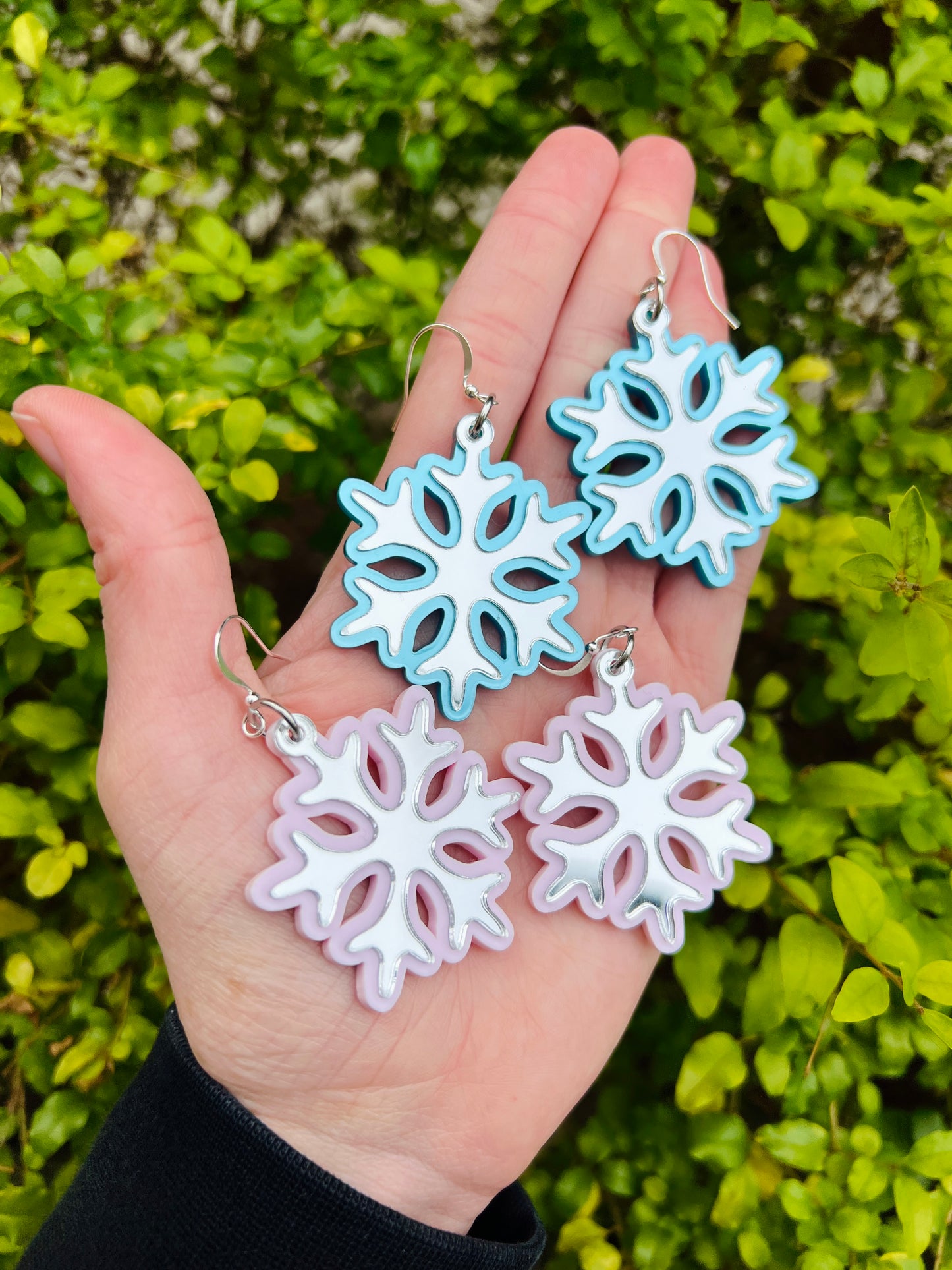 Pink Snowflake Earrings