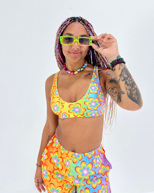 Rainbow Bloom Recycled Padded Bikini Top