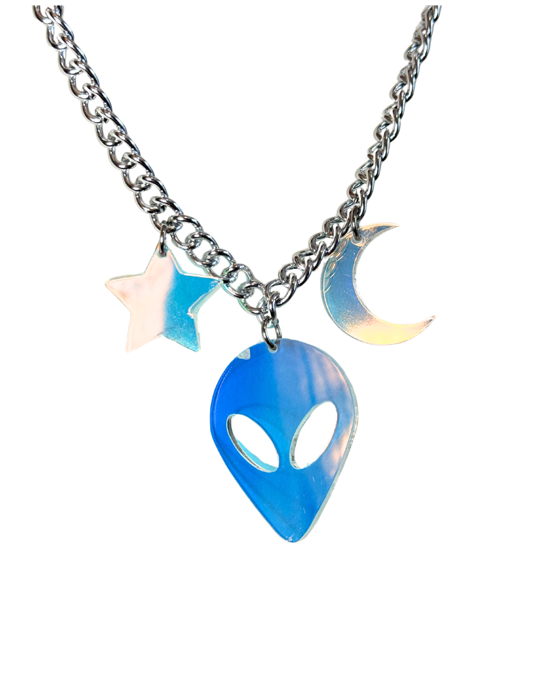 Space Babe Alien Iridescent Necklace