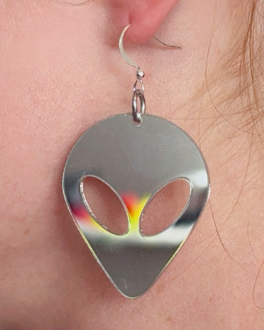 Silver Alien Earrings