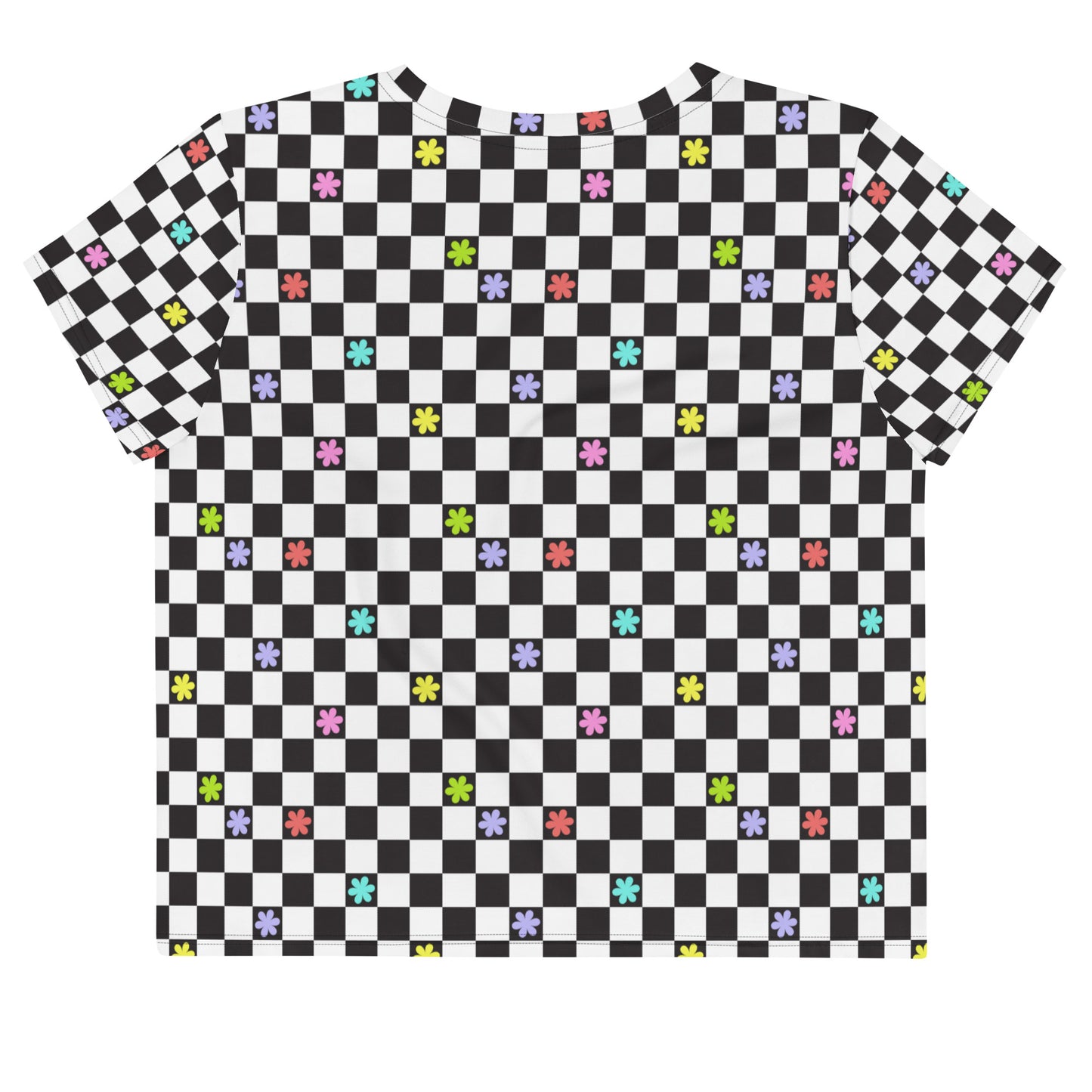 Checkered Flowers Crop Tee