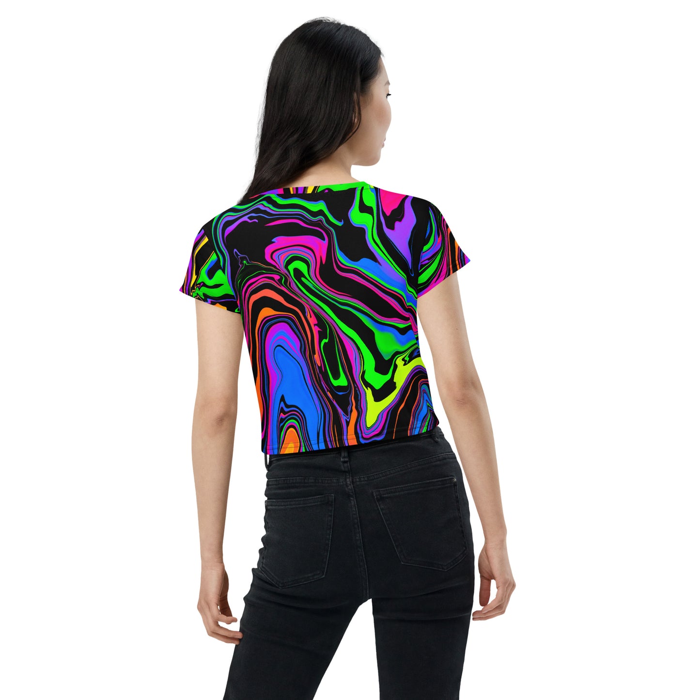 Dark Rainbow Swirl Crop Tee