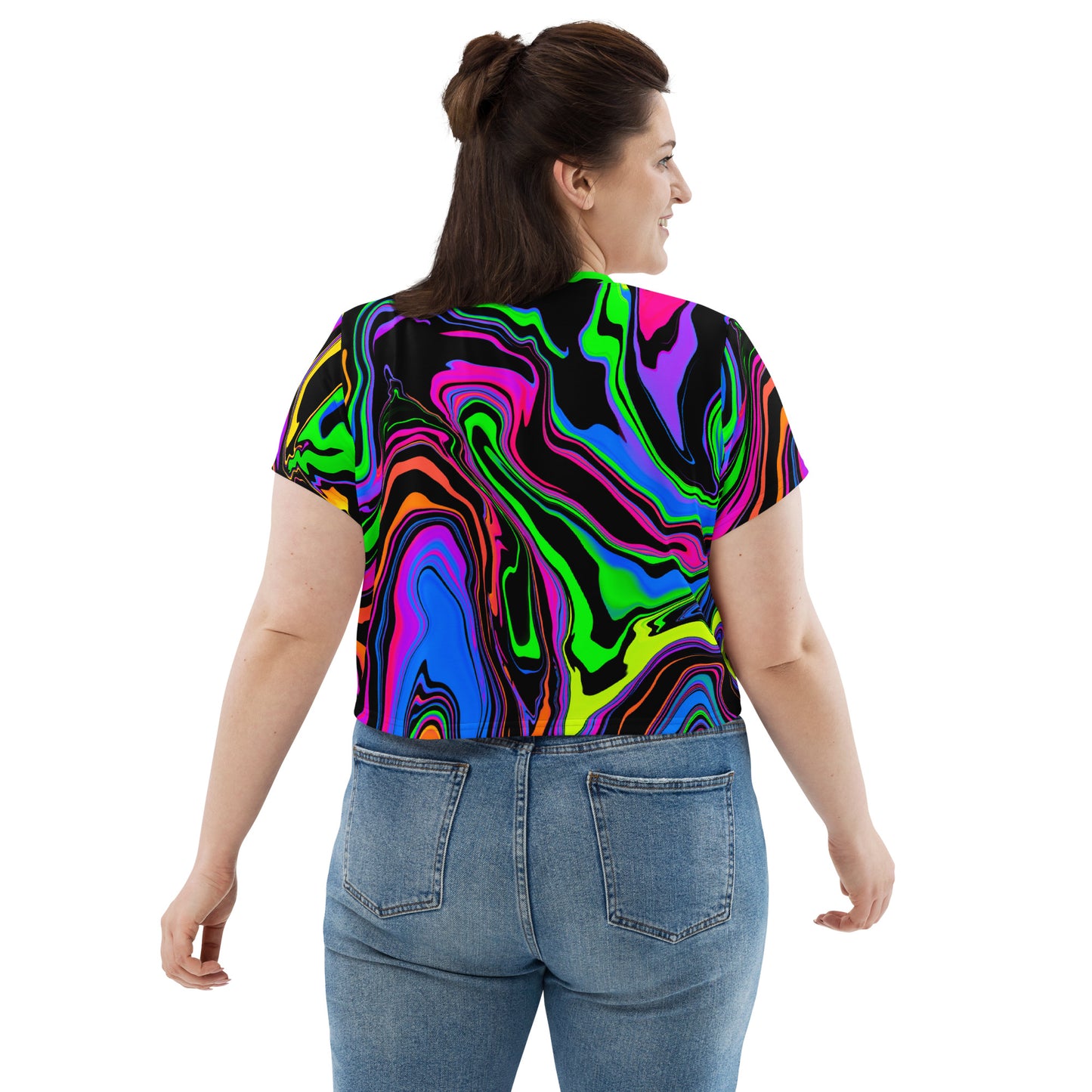 Dark Rainbow Swirl Crop Tee