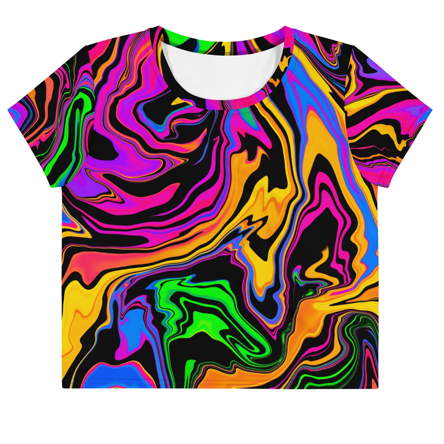 Dark Rainbow Swirl Crop Tee