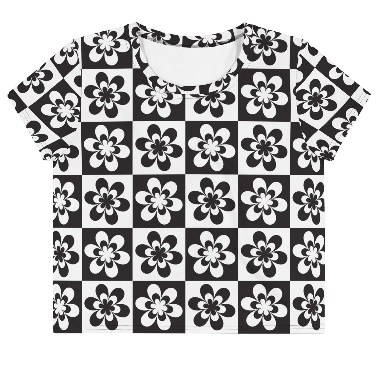 B&W Checker Daisy Crop Tee