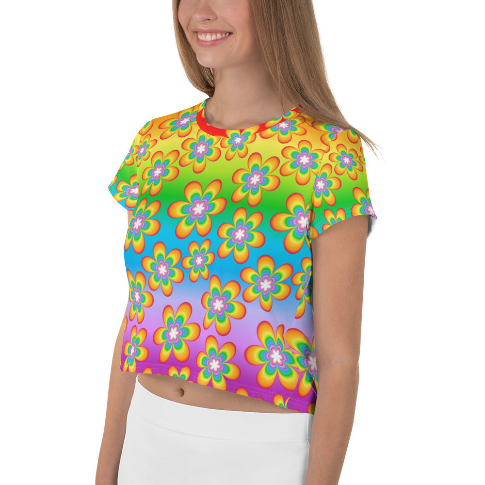 Rainbow Bloom Crop Tee