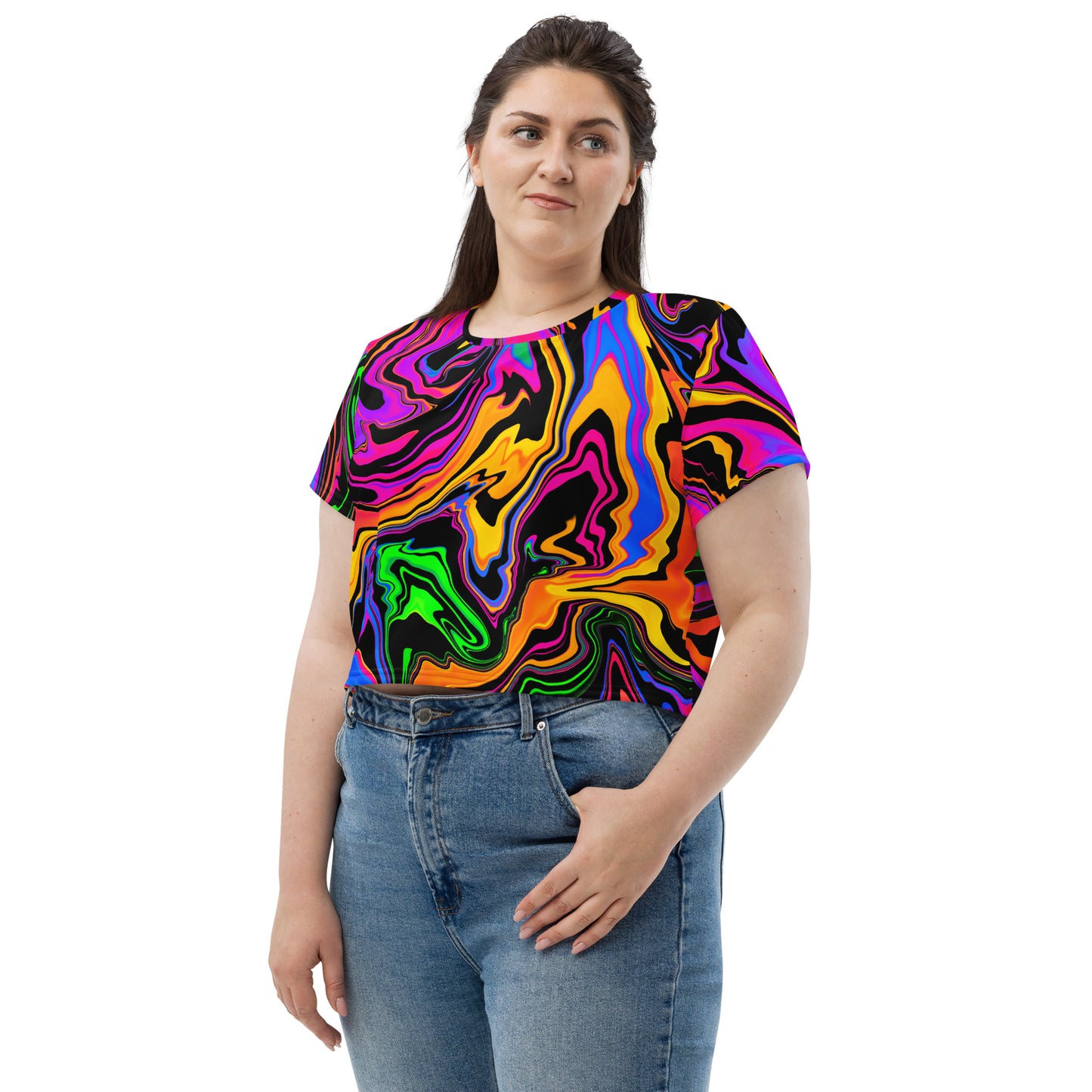 Dark Rainbow Swirl Crop Tee