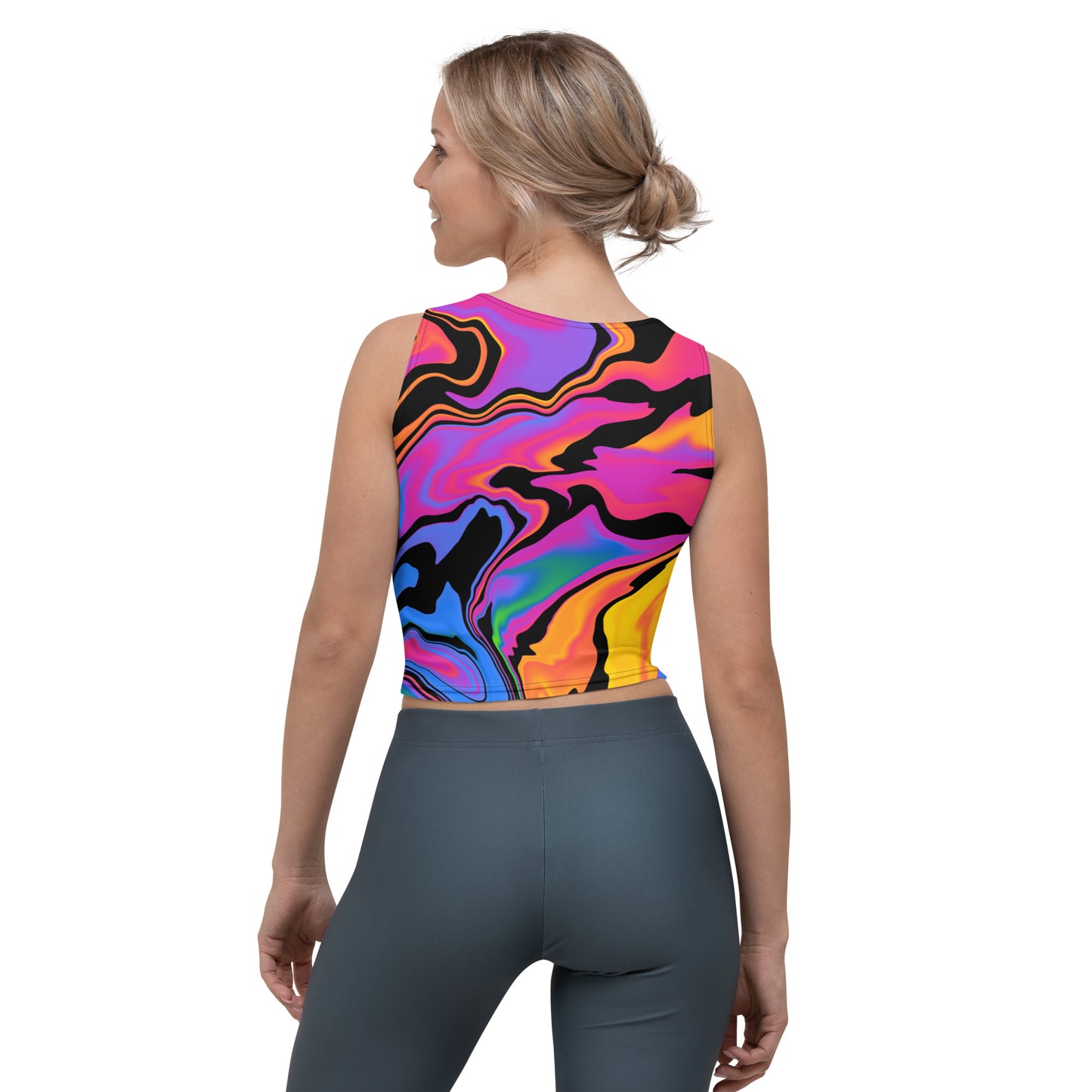 Dark Rainbow Swirl Crop Top