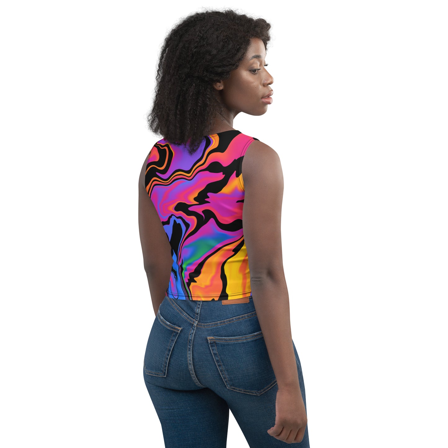 Dark Rainbow Swirl Crop Top