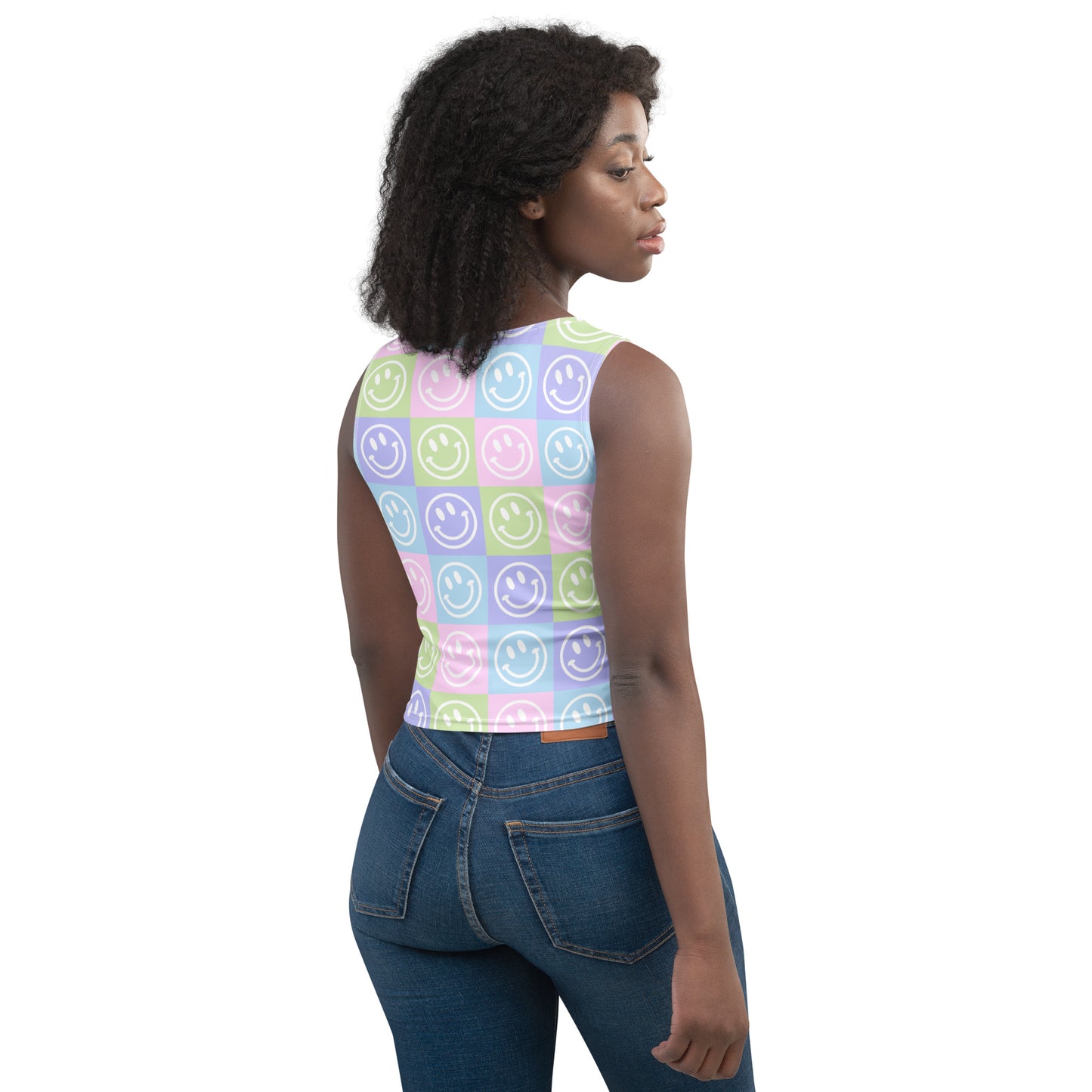 Pastel Checker Smile Crop Top