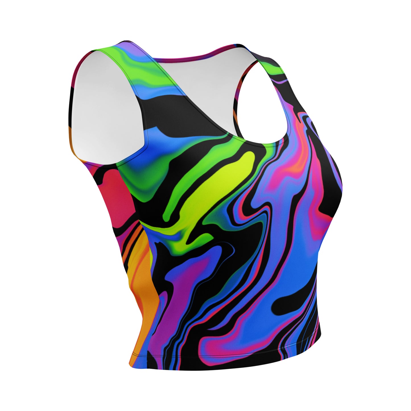 Dark Rainbow Swirl Crop Top