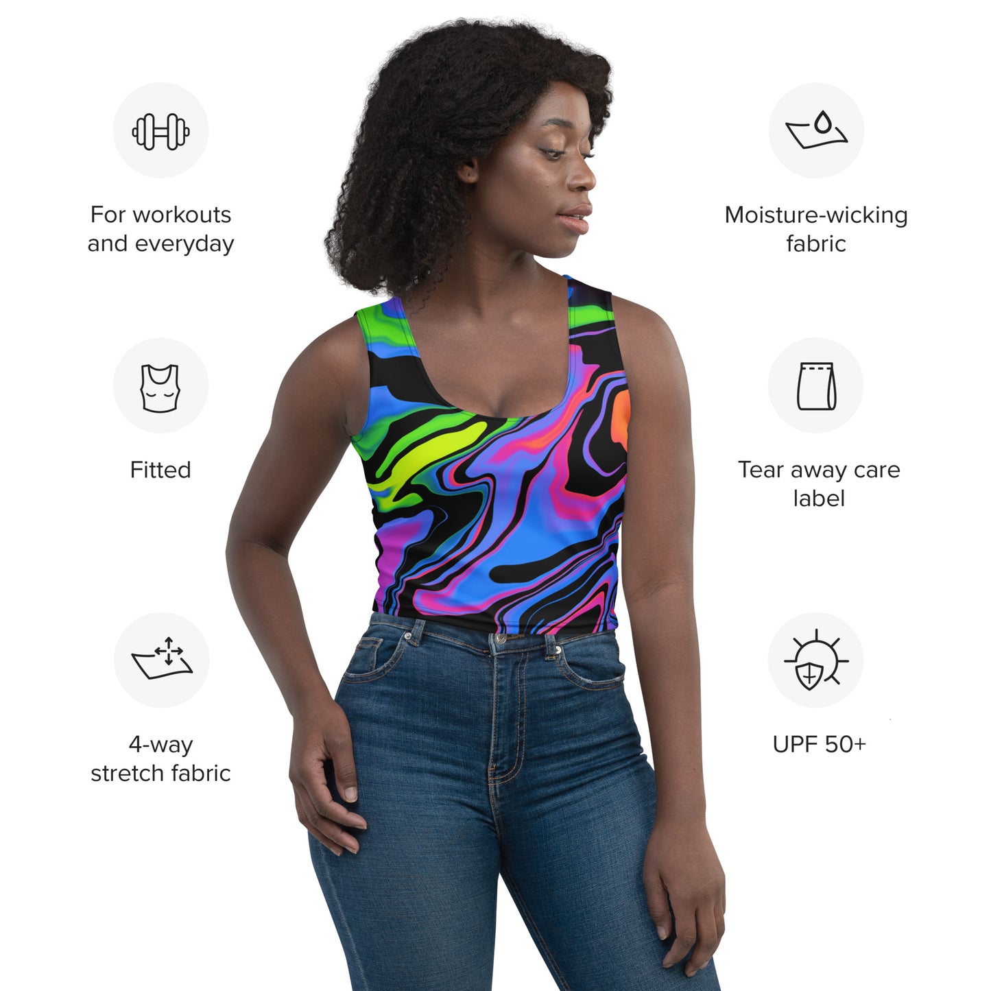 Dark Rainbow Swirl Crop Top