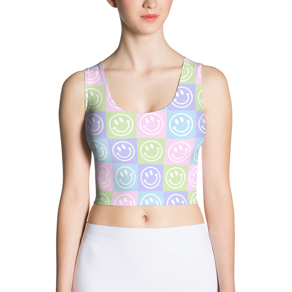 Pastel Checker Smile Crop Top